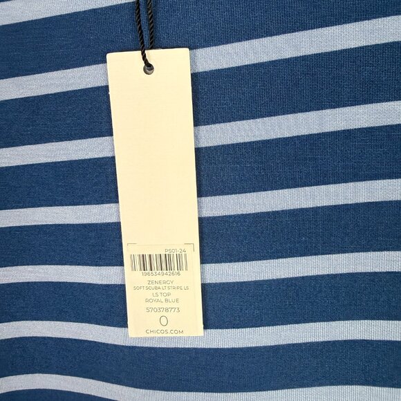 NWT Chico's Zenergy Soft Scuba Stripe Long Sleeve Top Blue 0 Size Small NEW - Picture 5 of 10